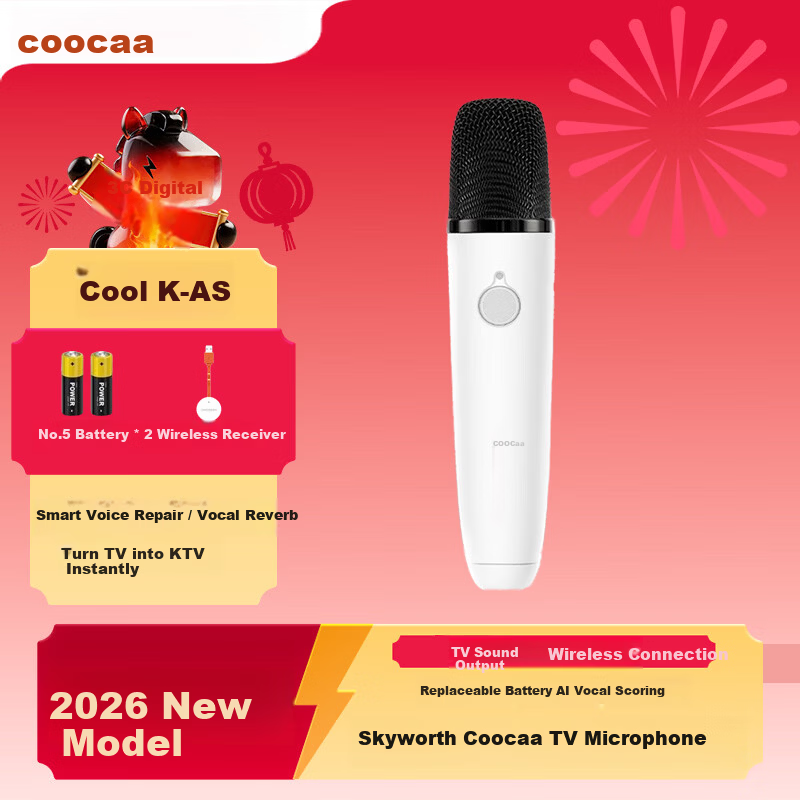Coocaa Skyworth TV Dedicated K-Song Microphone Wireless Home Microphone Compatible with Skyworth/TCL TV Microphone/Xiaomi/Huawei Smart Screen Changhong Konka TV Microphone