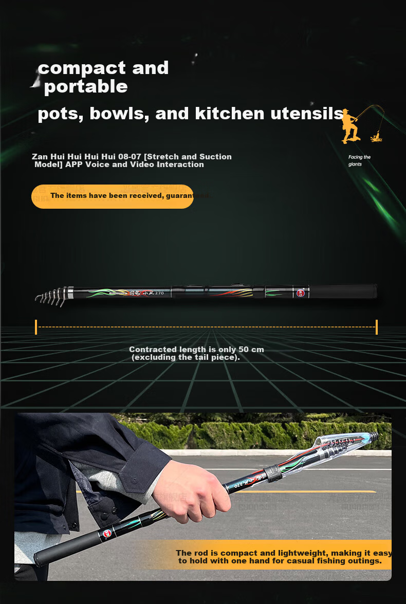 GW Fishing Rod, 2.4 Meters, Lightning Small Rock Short Section Rock Rod, Sliding Float Rock Fishing Rod, Ultra-Light And Ultra-Hard, Hand And Sea Dual-Use Casting Rod, Fishing Tackle 4