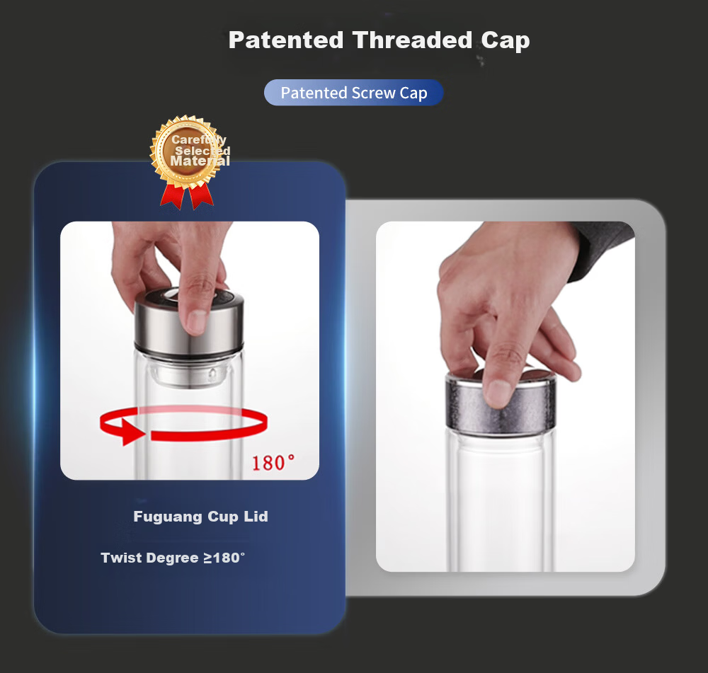 Fuguang Double-Layer Glass Cup, Tea Infuser Mug with Separate Compartments for Tea And Water, High Borosilicate Glass Cup for Office And Car Use, Suitable for Men And Wome 2