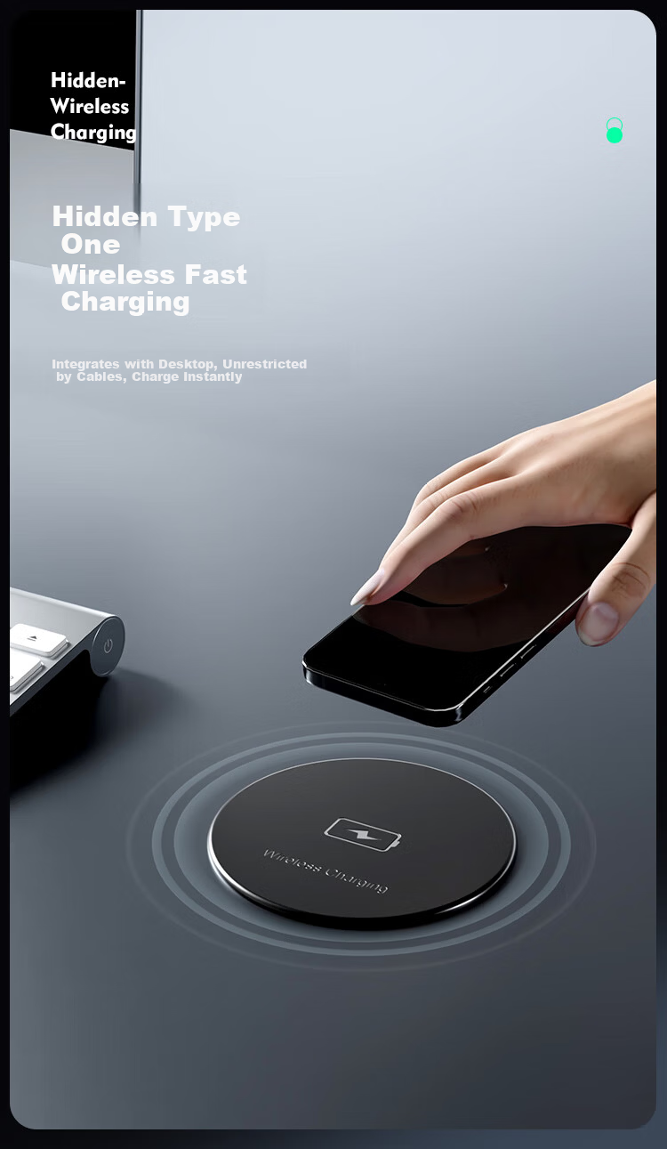 Comfort Office Desktop Embedded Wireless Charger Built-in Hidden Magnetic Wireless Charging Compatible with Apple Huawei Phones 15W Fast Wireless Charging 1