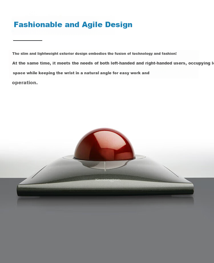 Kensington Ergonomic Wired Laser Trackball Mouse Flat Trackball (Virtual Scroll Wheel) Ambidextrous Design Drawing Mouse for Home Office K72327 7