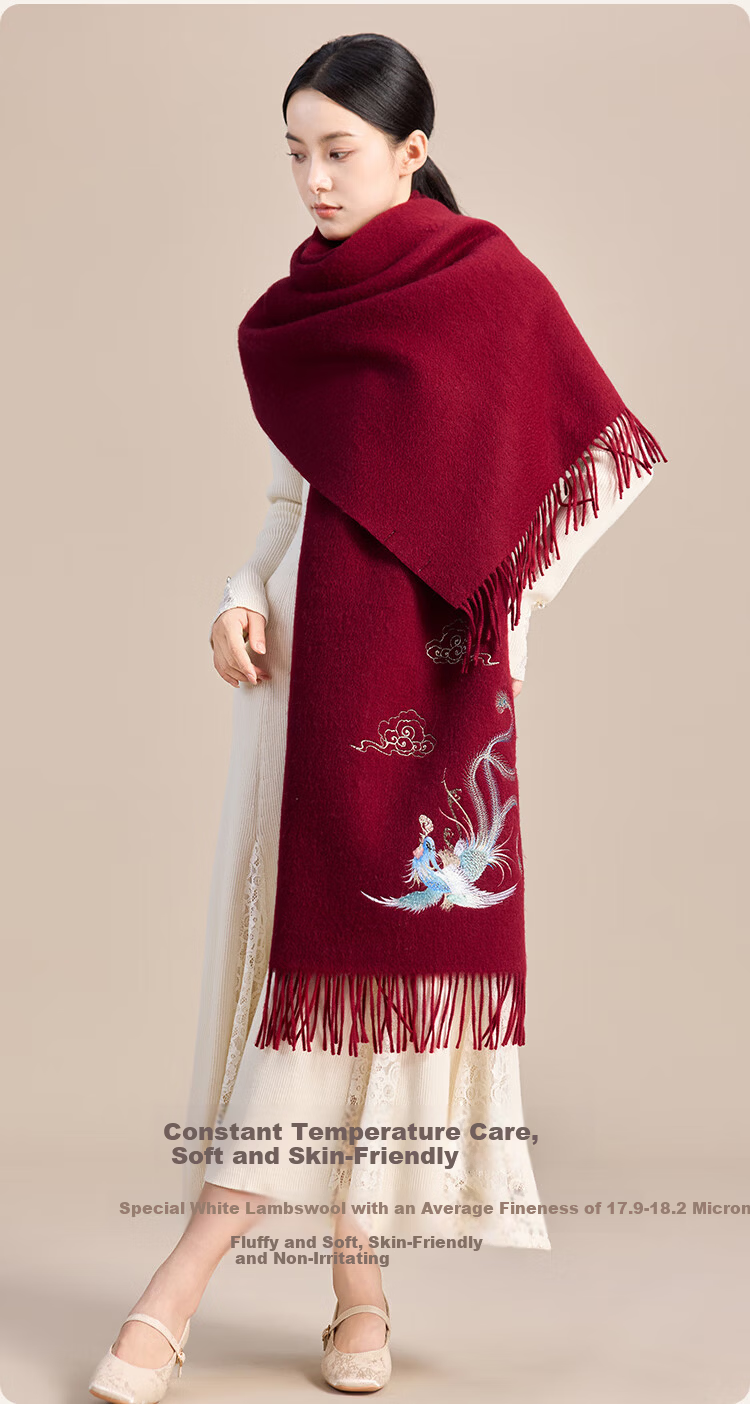 JIUMU Pure Wool Scarf for Women Elegant Warm Shawl Large Wrap Gift Box Mother's Day Birthday Present 14