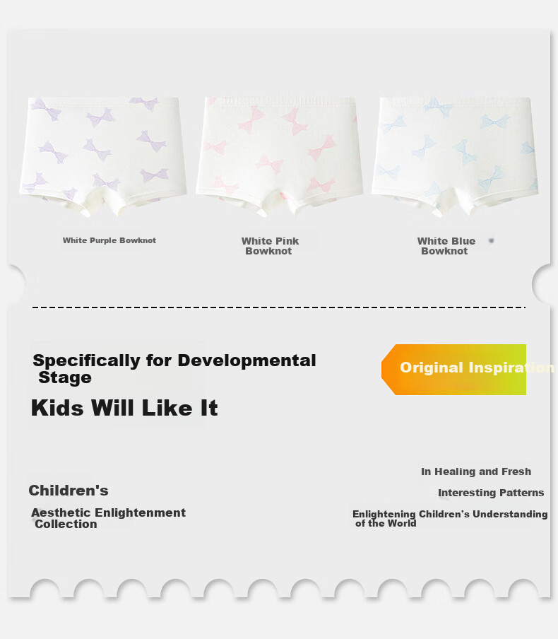 Hodo Kids Girls' Soft Breathable Boxer Briefs 3-Pack with Bow, Size 110 9