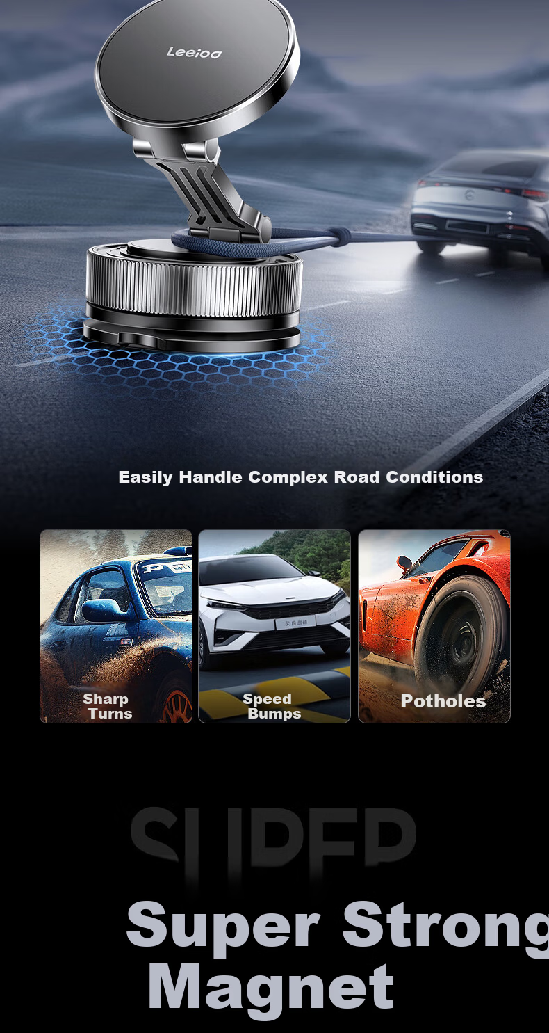 Leeioo [Steady As A Rock] Car Phone Holder, Center Console Suction Cup Mount for Trucks, Specialized Navigation for Cars, 2025 New Model 3