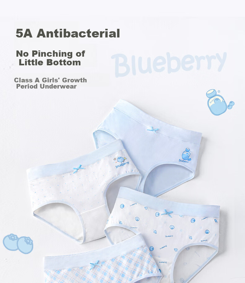 Ariel & Aurora Girls' 100% Cotton Underwear, Class A, Antibacterial, Triangle Briefs for Girls Ages 6-12, Student Girls 1