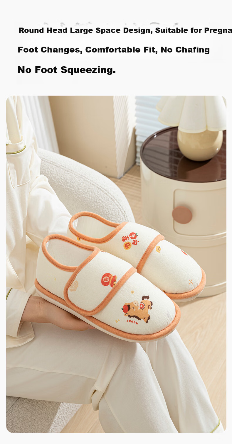 Puxi Maternity Postpartum Shoes Spring Summer Closed Heel Thin Non-slip Odor-resistant Skin-friendly Comfortable Closed Toe Slippers Orange White Size 40-41 4