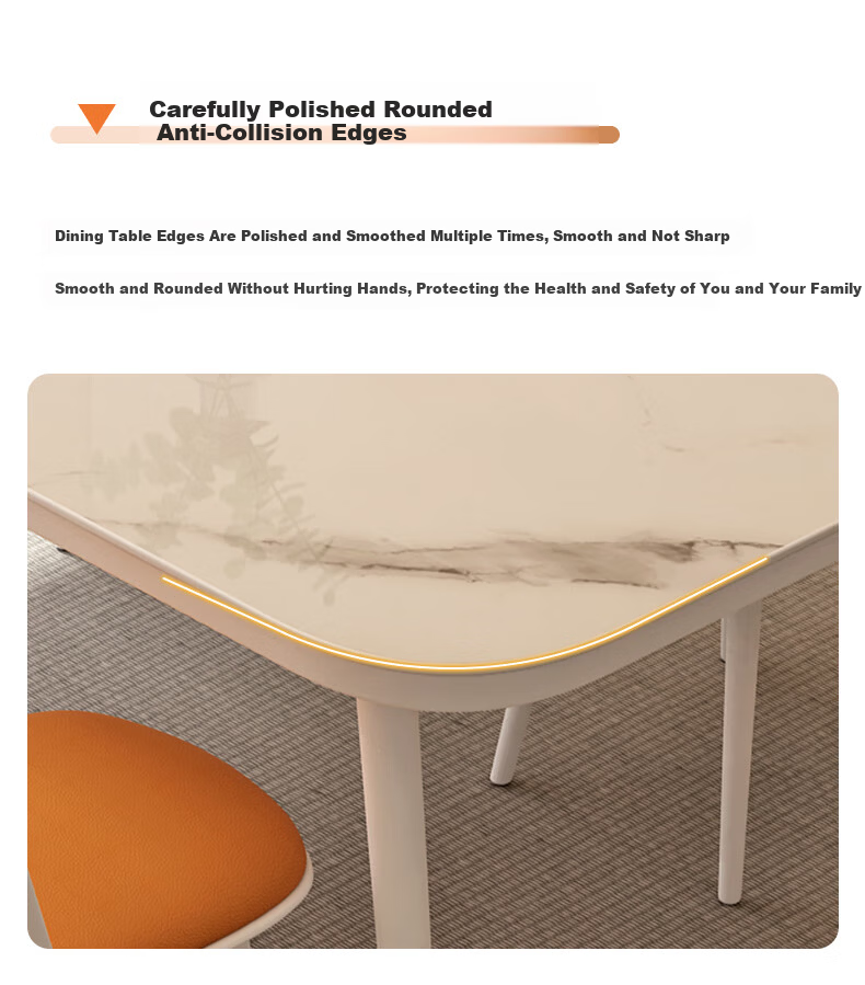 Fanshe Home Dining Table Marble Pattern Simple Small Apartment Rectangular Tempered Glass Dining Table for 4-6 People 12