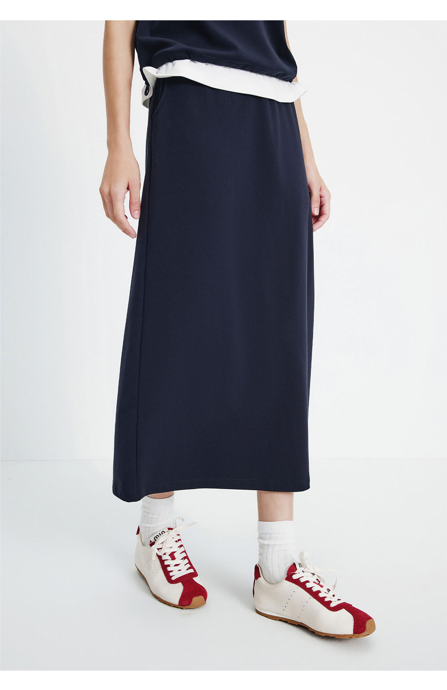 Navigare Italy Small Sailboat 26 New Casual Women's Half Skirt with Back Slit Commuter Versatile Long Skirt 2312876513 23
