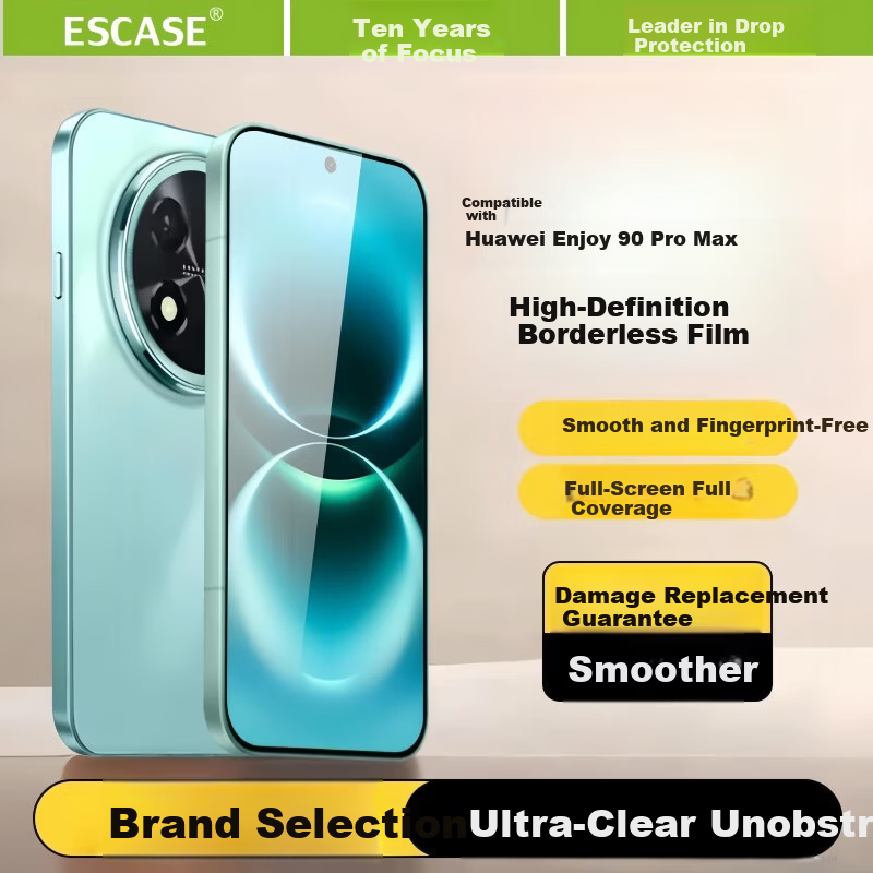 ESCASE Tempered Glass Screen Protector for Huawei Enjoy 90 Pro Max, Full Coverage Ultra-Thin HD Anti-Fingerprint and Drop Resistant Film