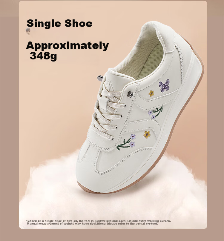 Zulijian Elderly Shoes [520 Gift for Mom], Casual Women's Shoes, Mom Shoes, Embroidered White Sneakers, 86030K Beige, Size 40 3