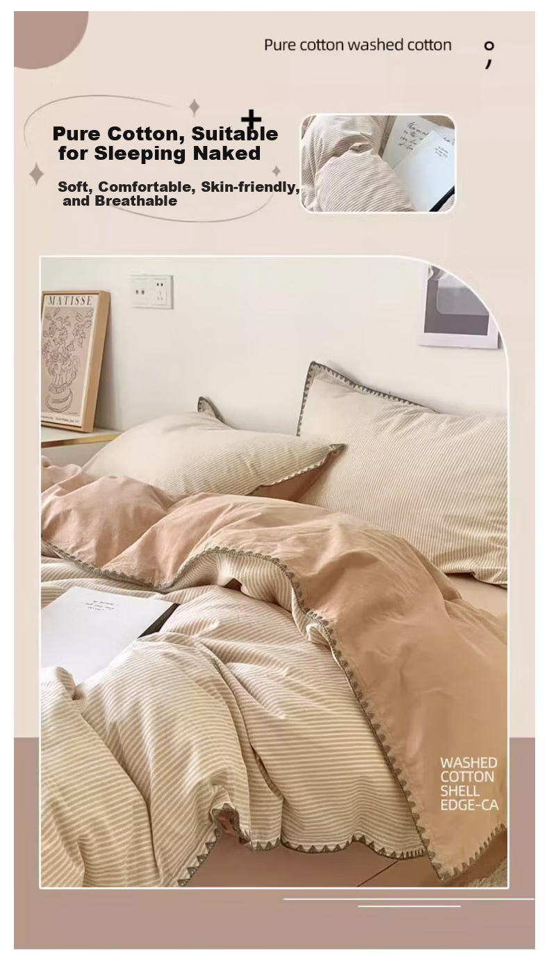 MUJI 100% Cotton Shell Embroidered Printed 4-Piece Bedding Set 200x230cm 1