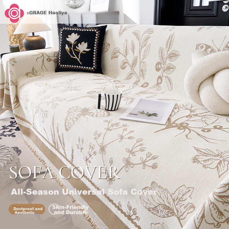 Grace Chenille Sofa Cover Anti-Scratch Non-Slip Four Seasons Universal Sofa Cushion Slipcover Ling Manor Style 180*130cm
