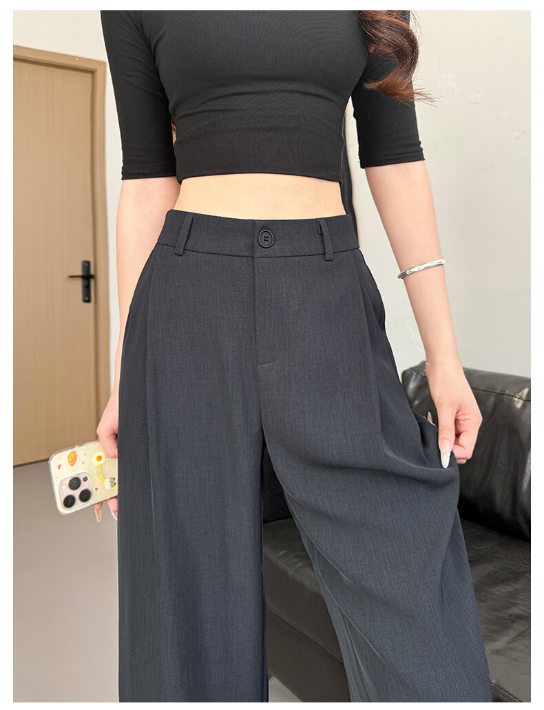 Borui Women's Suit Pants 2026 New High-Quality Draped Spring Summer Casual Straight Wide-Leg High-Waist Slim Fit Narrow Version 14