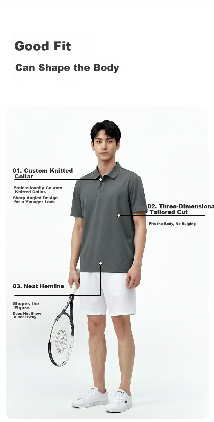 JD Jingzao Dry-Fit Polo Shirt Men Short Sleeve T-Shirt Spring Summer New Breathable Sports Casual Light Business Top Black S 5