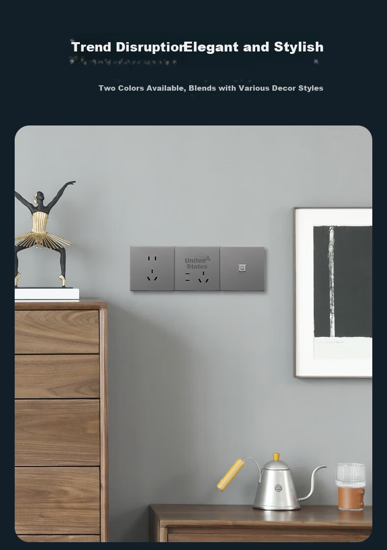 DELIXI CD229 86-Type Double Single-Control Switch Panel Starry Gray Large Plate 3