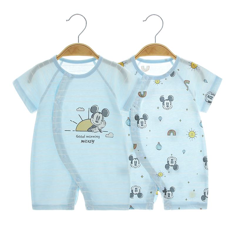 Disney 2-Piece Baby Summer Thin Newborn Romper Set A-Class Cotton Crawling Suit Full Moon Boys and Girls Sleepwear