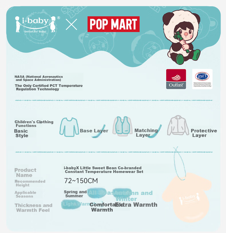 Ibaby × Outlast Space Technology Thermoregulated Deep Sleep Children's Pajamas Homewear Rabbit Drummer Size 120 1