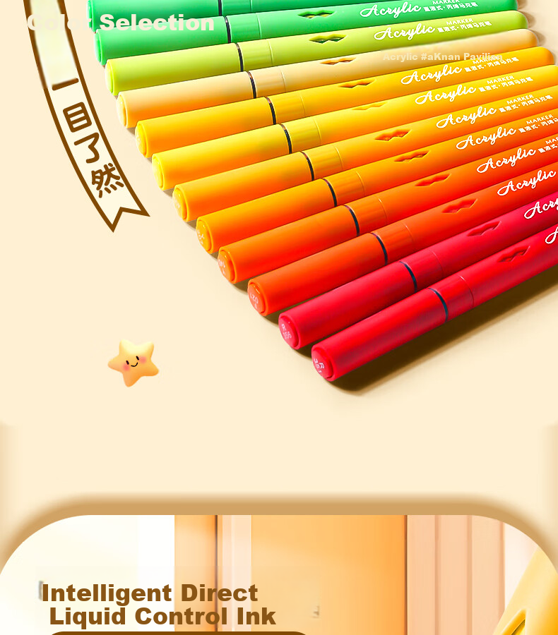 Yuji Direct Liquid Acrylic Markers, Soft Tip, 36 Colors Set, No Pressing Required, Washable, Non-Bleeding, Stackable Colors, Student Hand-Drawing Art Supplies, Painting Watercolor Pens, Drawing Tools, Aesthetic Educatio 5