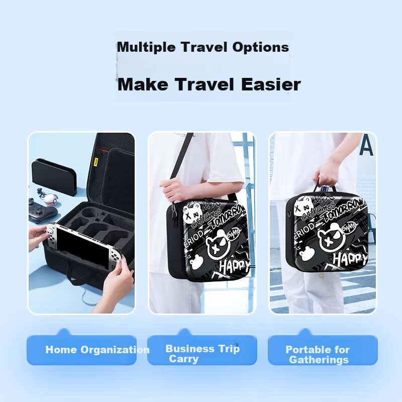 Jemdo Nintendo Switch 2 Full Set Storage Case, Dual Pro Controller Box, NS2 Game Console Accessories, Large Capacity Protective Case, Protective Shell, Tempered Glass Film, Joystick, Portable Base 5