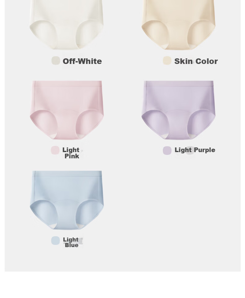 LUCKMEEY Combed Cotton Women's Underwear AAAAA Antibacterial Extended Crotch Thin 40-Count Mid-Waist Breathable Seamless Briefs 12