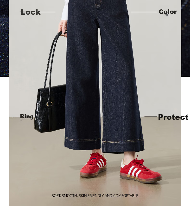 ESE-Y Women's Spring New Straight-Leg Denim Jeans, Nine-Point Wide-Leg Pants, Dark Blue, Size 29 3