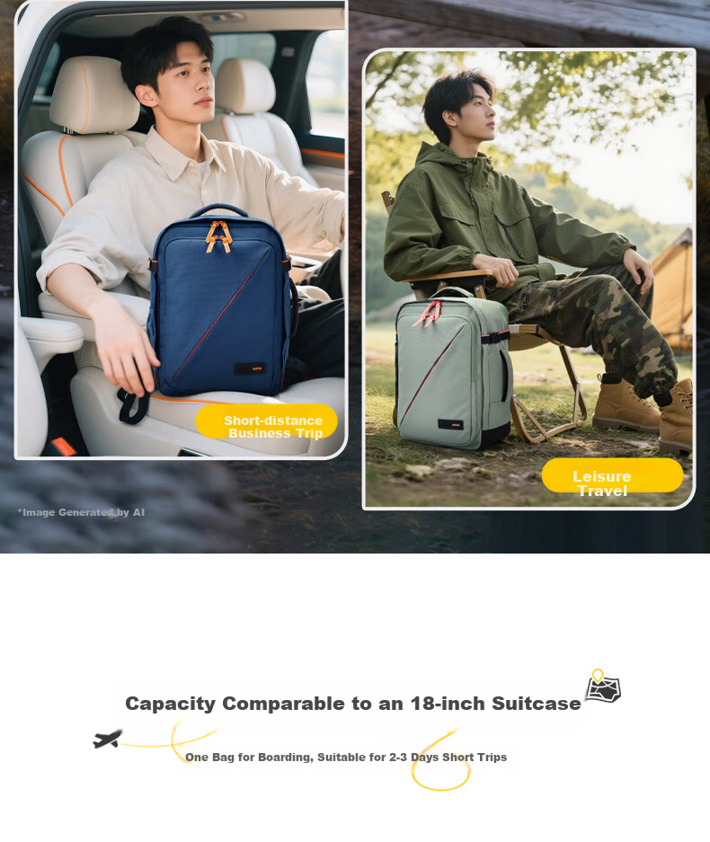 AMERICAN TOURISTER 15.6-inch Large Capacity Backpack Laptop Bag Casual Travel Bag 91G Navy Blue/Orange 3