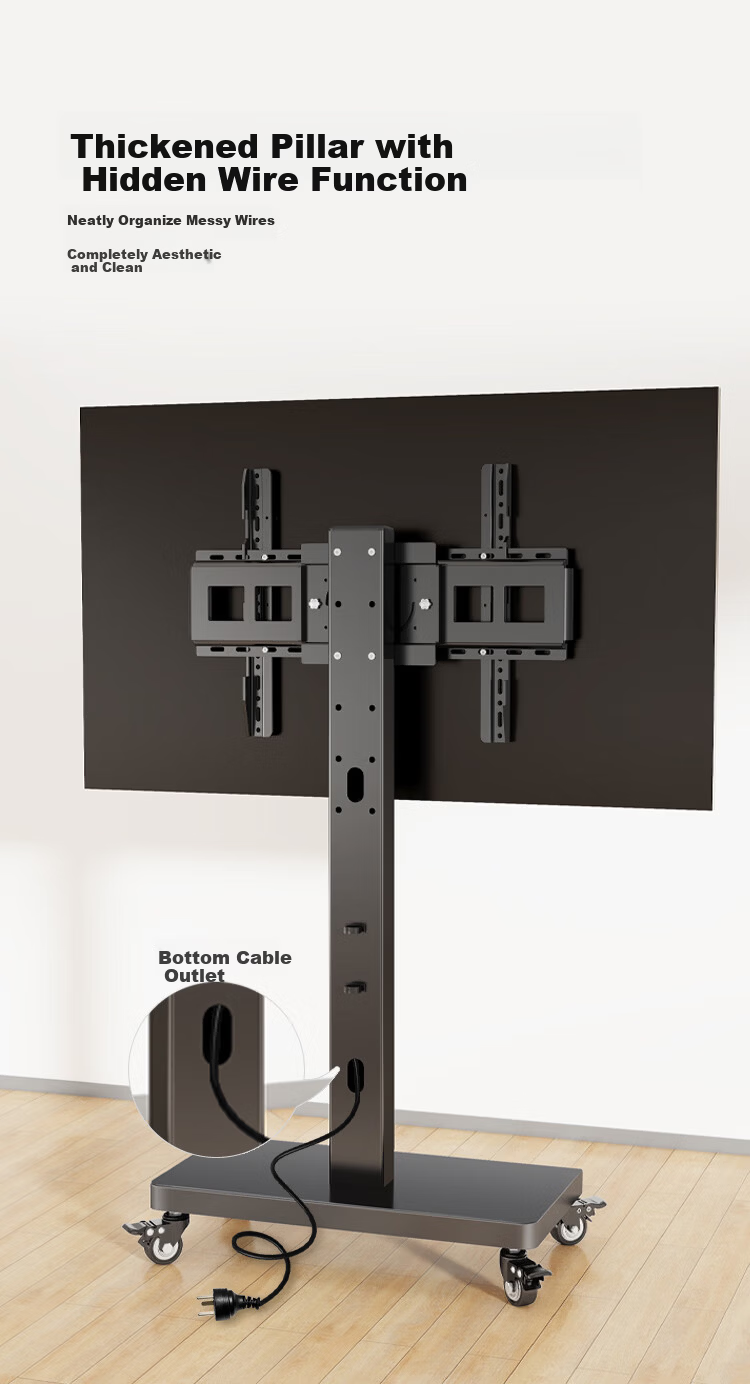 TAZD TV Stand Mobile 32-70 Inch Adjustable Height 90° Rotatable Floor Cart TV Mount Monitor Bracket Compatible with Xiaomi Hisense 7