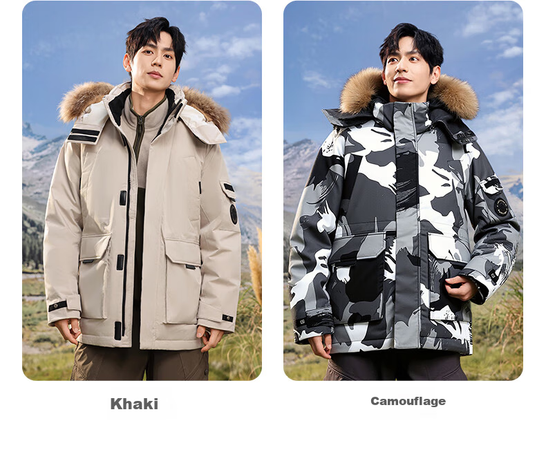 Yalu Unisex Down Jacket 2025 Winter Large Fur Collar Parka Couple Mid-Length Thickened Warm Workwear Coat 18