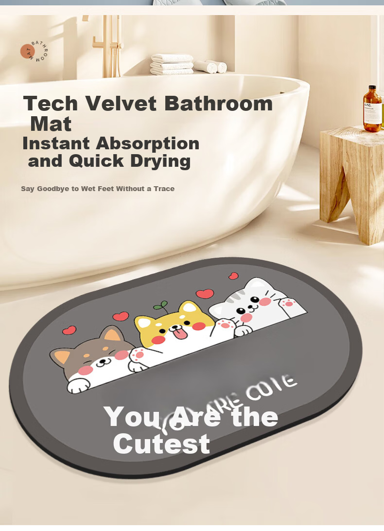 Simple American Style Bathroom Non-Slip Water Absorption Mat Toilet Entrance Quick-Dry Floor Mat 40*60cm 8