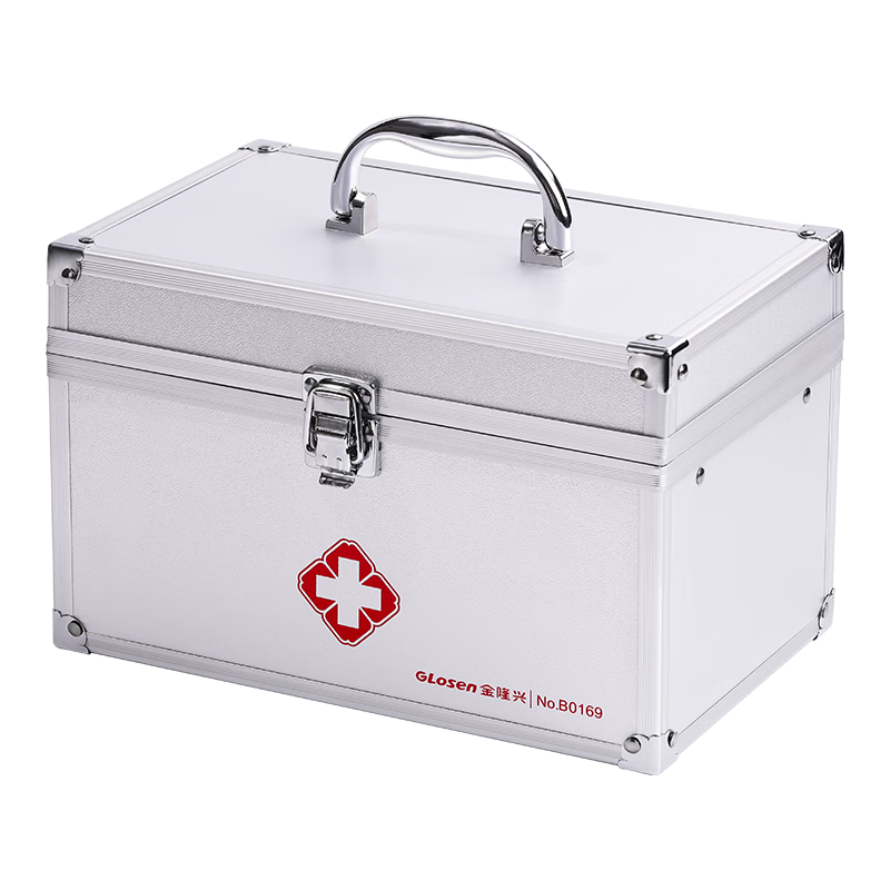 Jinlongxing Aluminum Alloy Home Medicine Box, Small First Aid Kit, Emergency Medicine Storage Box with Lock, Medical Kit Set