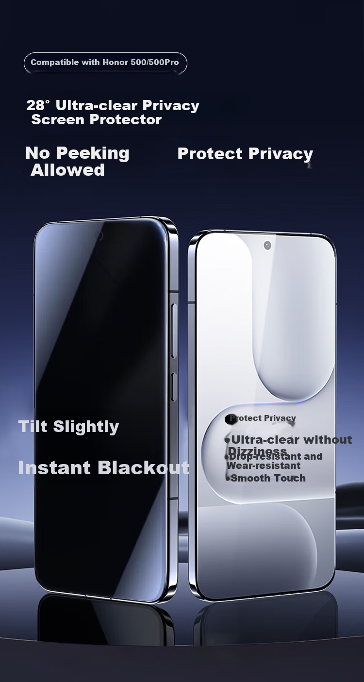 KOOLIFE 28° True Privacy Screen Protector for Honor 500 Honor 500Pro Tempered Glass Anti-Peeping Privacy Protection Film HD Anti-Fingerprint Drop Resistant 4
