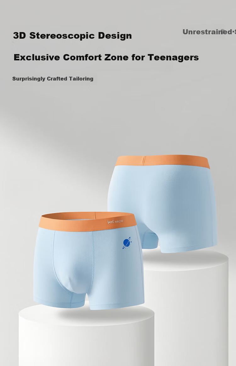 Miiow Teen Boys Pure Cotton Antibacterial Underwear 10A for Adolescents High School Students Children's Boxer Shorts 10