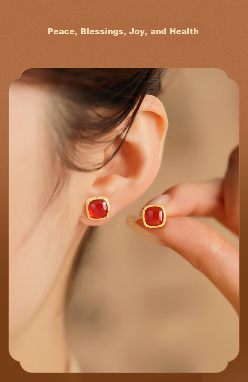 GLTEN Sugar Cube Agate Sterling Silver Earrings Hoop High-End 2026 New Birthday Mother's Day Gift Practical for Mom Wife 3