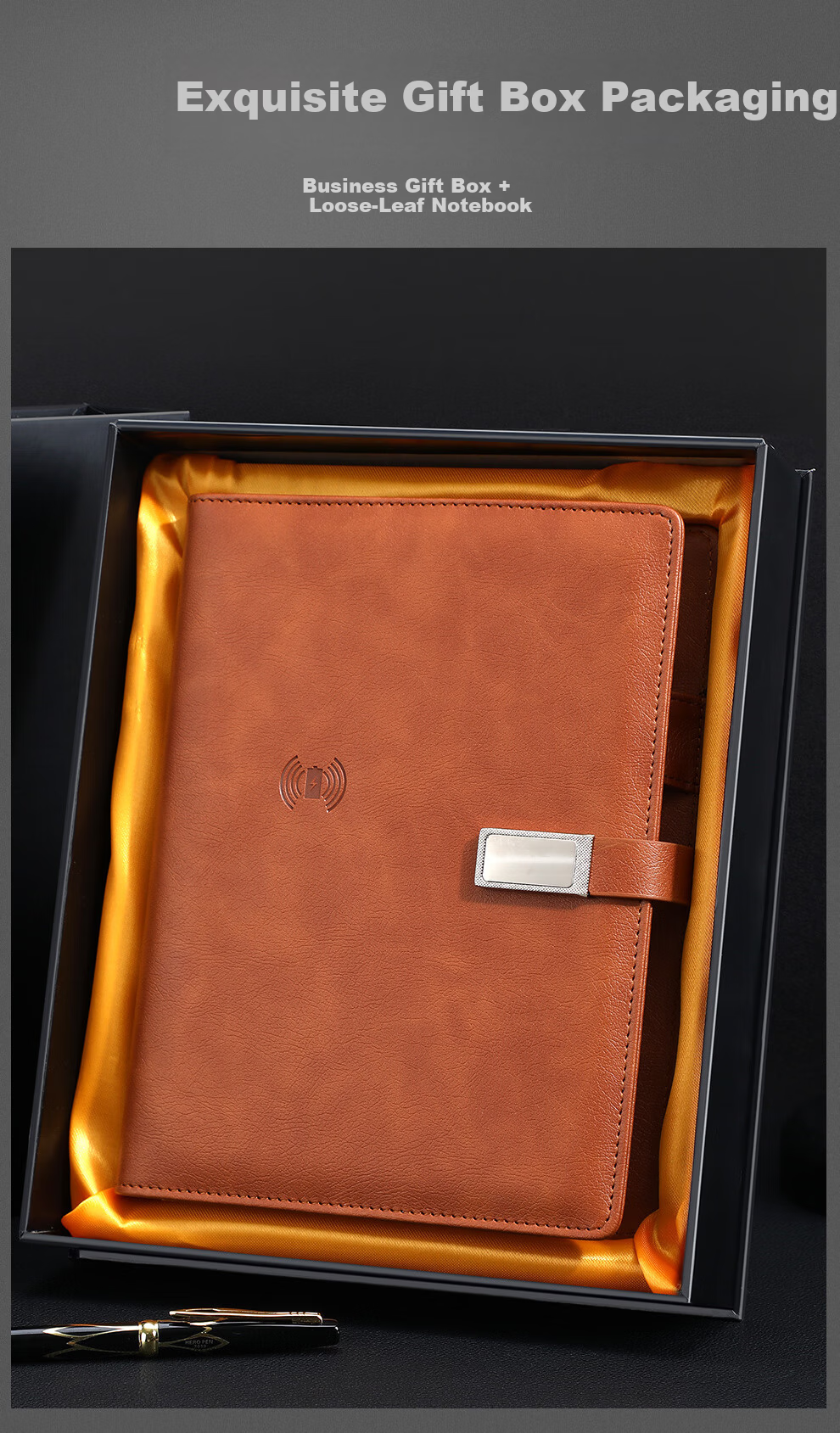 Jiaranheng Mid-Autumn Festival Gift for Male And Female Teachers, Rechargeable Notebook Power Bank, Office Gift, Customizable Wireless Charging Multi-Functional Journal, Portable Power Bank Loose-Leaf Notebook 7