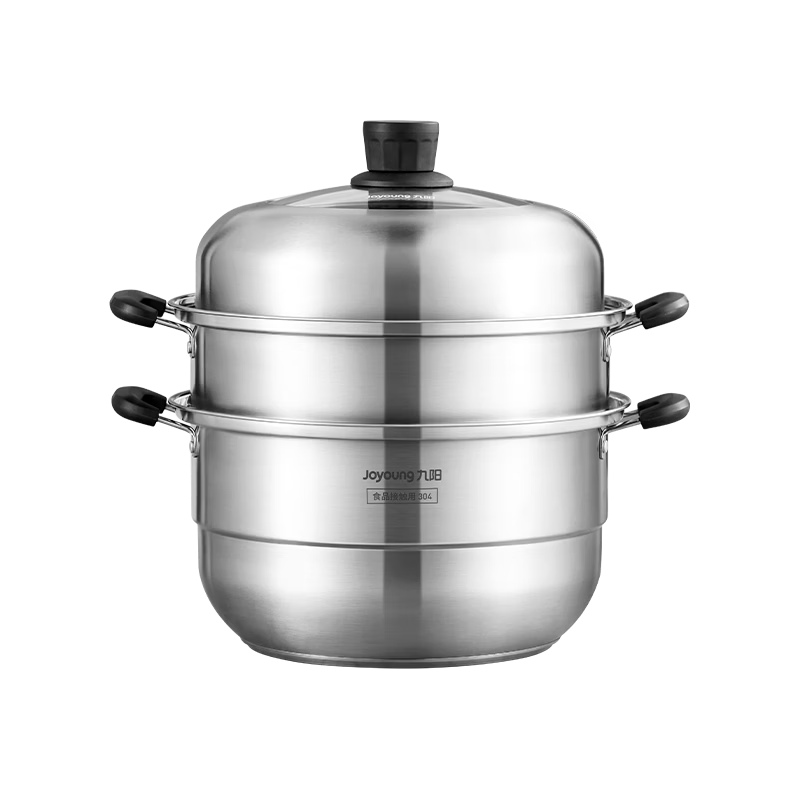 Joyoung Steamer Food Grade 304 Stainless Steel Pot Upgraded 30cm Three-Layer Steaming Cooker Suitable for 3-6 People Household Use