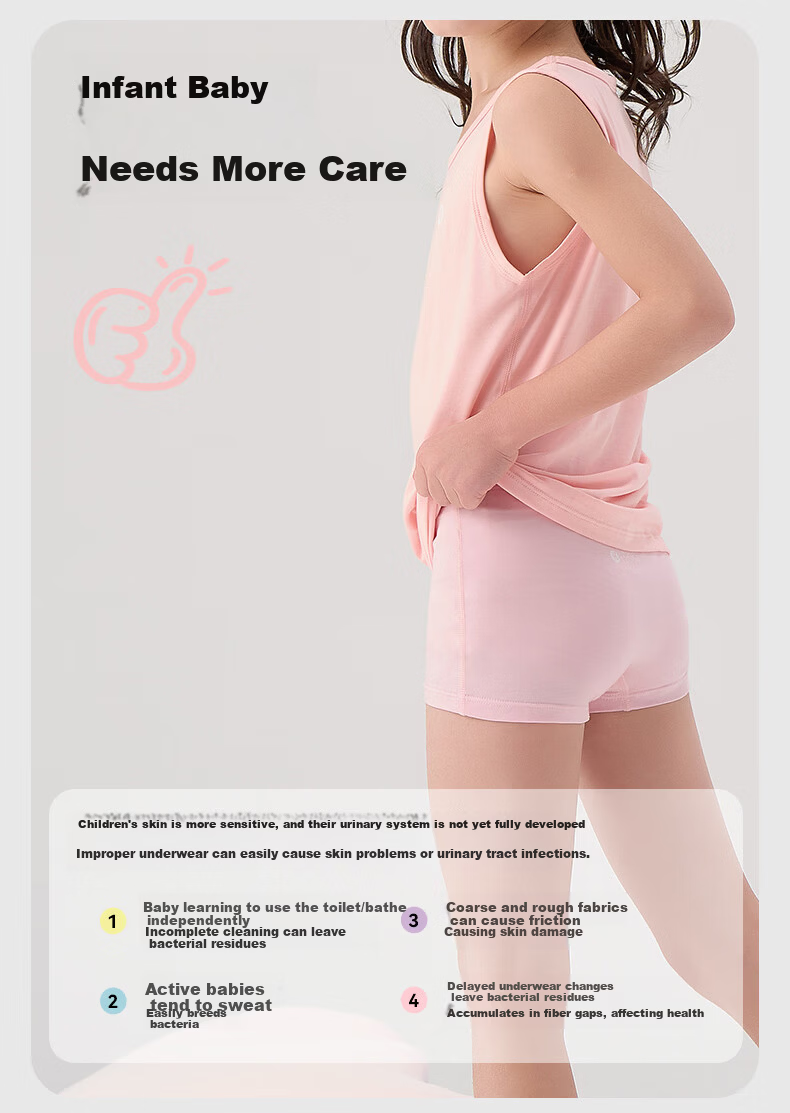 HeyBetter Children's Sweat-Wicking Underwear, Double Antibacterial And Breathable, No Pinching, Skin Pink/pear Yellow, Size 140 3
