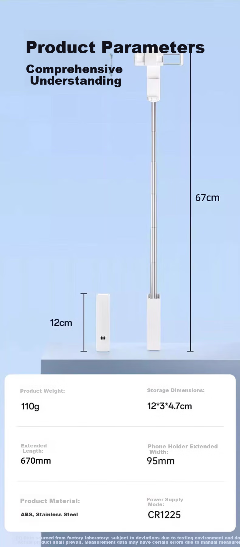 Lingchen Ultra Mini Selfie Stick Live Streaming Phone Stand Floor Mount 360-Degree Rotation Fully Automatic Multifunctional Live Shooting Handheld Anti-Shake Travel Photo Handle Compact Portable 28