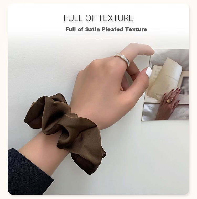LiQing Autumn Winter French Satin Large Scrunchie Hair Tie [2 Pieces] High Ponytail Bun Hair Elastic Hair Band Hair Accessory 3