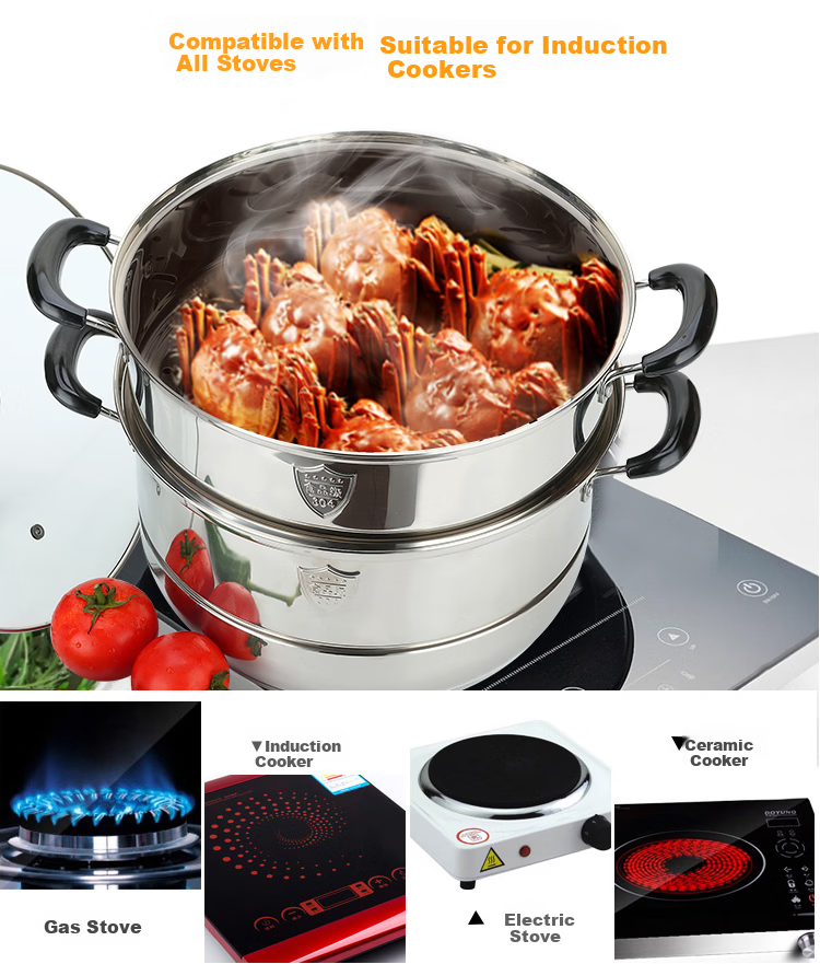 MAXCOOK 316L Stainless Steel 2-Layer 36cm Steamer Large Capacity Soup Pot Compatible with Gas Stove and Induction Cooker MCZ961 13