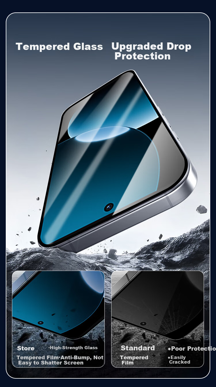 Kulefeng Tempered Glass Screen Protector for Huawei 70s Smartphone, Full Coverage Ultra-Thin HD Anti-Drop Shatterproof Protective Film with Fingerprint Sensor 3