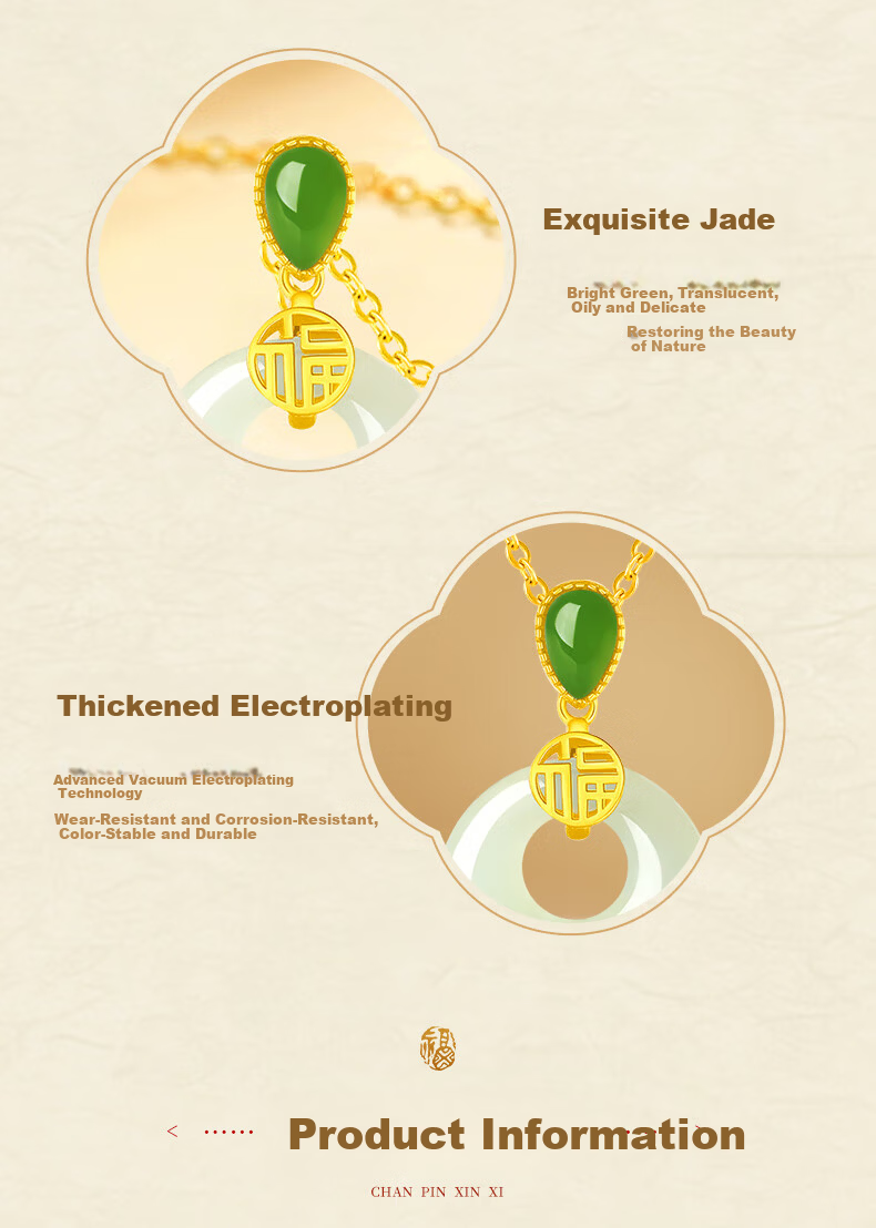 Lianqing Nafu Hetian Jade Silver Peace Buckle Necklace for Women Birthday Gift Women's Day Present for Girlfriend Wife Mom 8