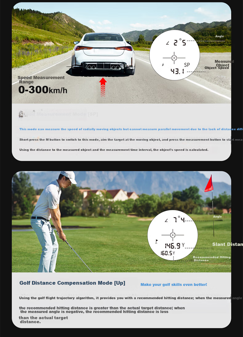 Nohawk Outdoor Rangefinder Telescope Golf Outdoor Home Use 600m Distance/Height/Angle/Speed/Two-Point Height Measurement 14