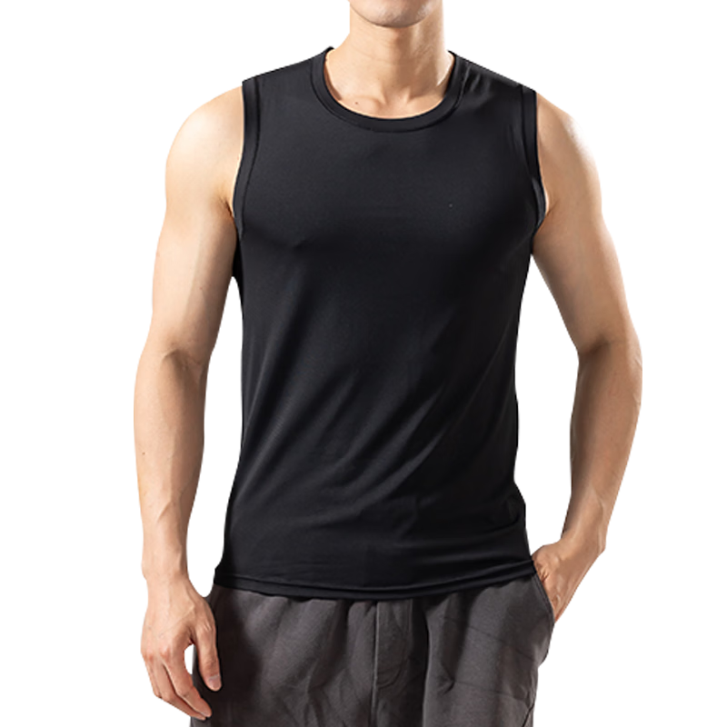 Xunmianren Men's Sleeveless Sports T-Shirt Wide Shoulder Base Layer Vest Summer Sports Ice Silk Breathable Quick-Dry Vest