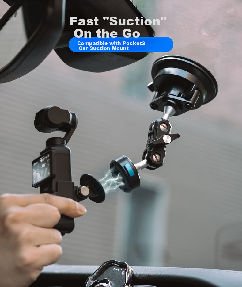 SUREWO Car Magnetic Quick-Release Suction Mount for DJI Pocket 3 Osmo Pocket 3 Car Glass Sunroof Interior and Exterior Fixed Shooting Expansion Accessory 1