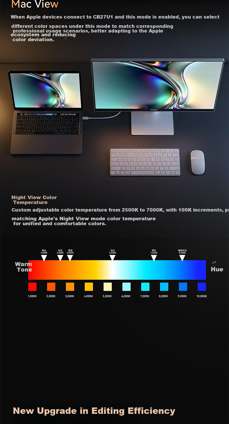 Union Innovation 27-inch 4K Apple Color 120Hz HDR500 Type-C 90W Mac External Monitor 99% P3 Color Gamut 2000:1 Professional Design Office Monitor CB27U1 8
