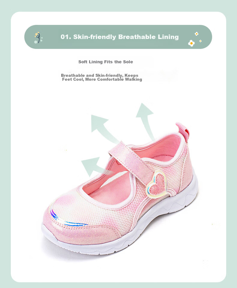 Follow Me Girls' Athletic Shoes Heart Gradient Breathable Casual Lightweight Comfortable Kids' Mesh Shoes White Size 26 5