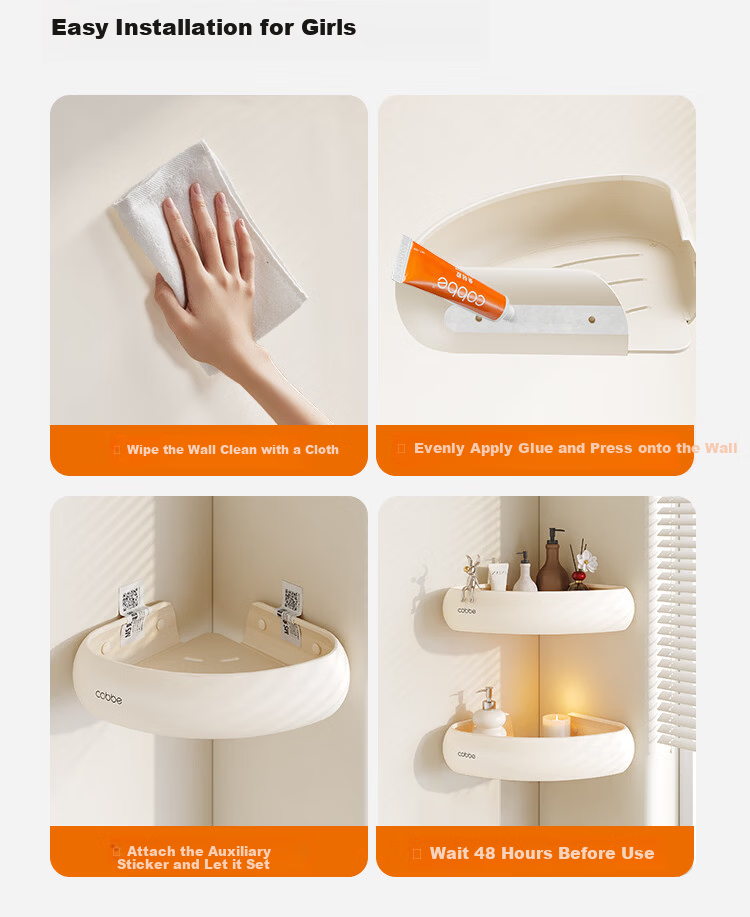 Cobbe Towel Rack, No Drilling Required, Space Aluminum Bathroom Wall-Mounted Towel Bar with Hooks, Moisture-Proof, 50cm 13