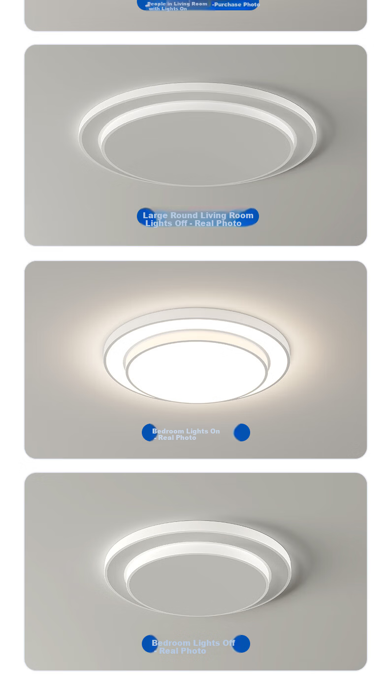 Dell Large Round Ceiling Light Modern Simple Eye-Care Living Room Bedroom Lamp Fixture New Model 22