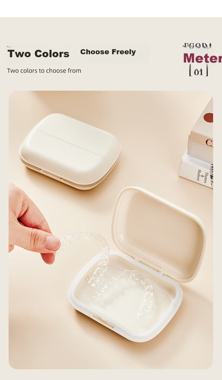 Imakara Japanese Invisible Aligner Case, Portable Orthodontic Retainer And Denture Storage Box, Soaking And Cleaning Container 4