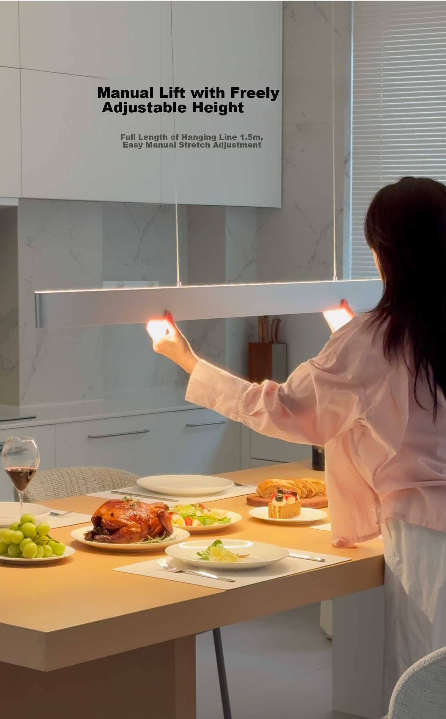 Jundun Full Spectrum Eye Protection Linear Pendant Light Adjustable Modern Minimalist Dining Room Study Lamp All-Inclusive Price 9